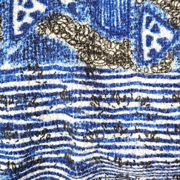 Damee Inc Wearable Art Vintage Blue Abstract Floral 3/4 Sleeve Swing Coat Jacket - Picture 7 of 12